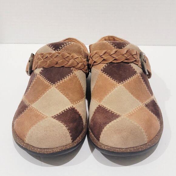 Aetrex Women's Libby Boho Brown Clogs Size 40 9-9.5 Patchwork Mules Slip On Shoe - Picture 4 of 12